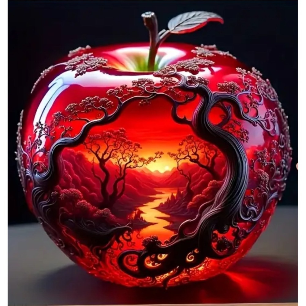 Red Apple Tree Landscape 20x20cm Diamond Painting Kit Art Craft DIY